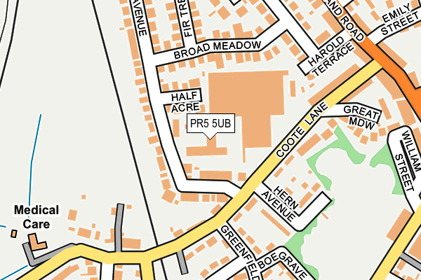 PR5 5UB map - OS OpenMap – Local (Ordnance Survey)