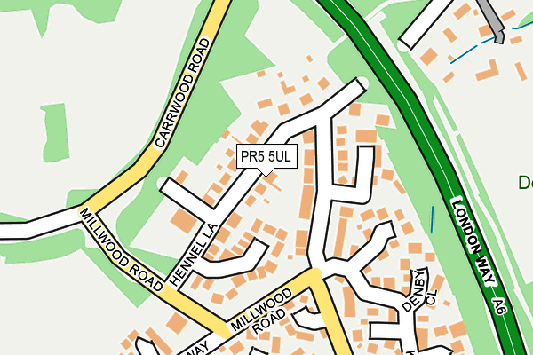 PR5 5UL map - OS OpenMap – Local (Ordnance Survey)