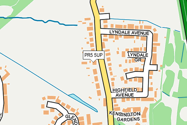 PR5 5UP map - OS OpenMap – Local (Ordnance Survey)