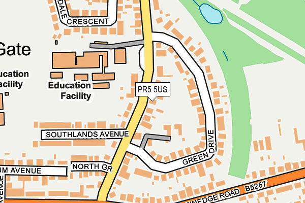 PR5 5US map - OS OpenMap – Local (Ordnance Survey)