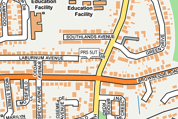 PR5 5UT map - OS OpenMap – Local (Ordnance Survey)