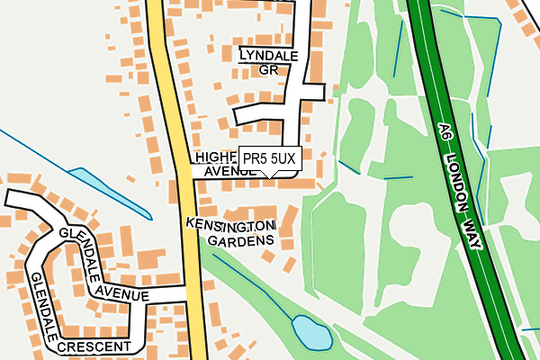 PR5 5UX map - OS OpenMap – Local (Ordnance Survey)