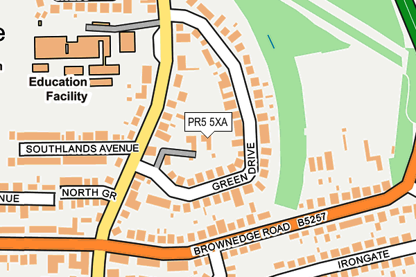 PR5 5XA map - OS OpenMap – Local (Ordnance Survey)
