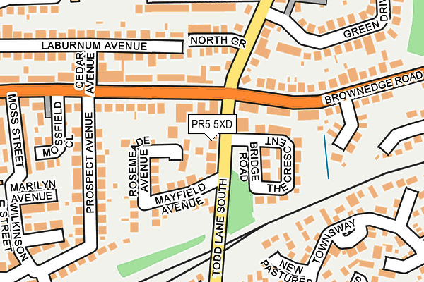 PR5 5XD map - OS OpenMap – Local (Ordnance Survey)