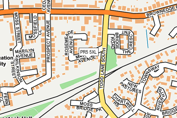 PR5 5XL map - OS OpenMap – Local (Ordnance Survey)