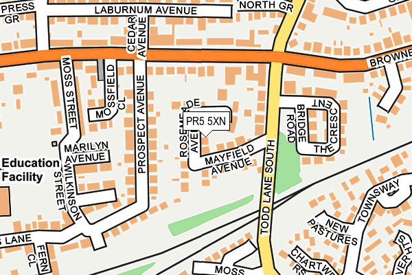 PR5 5XN map - OS OpenMap – Local (Ordnance Survey)