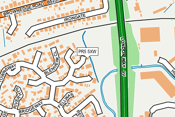 PR5 5XW map - OS OpenMap – Local (Ordnance Survey)