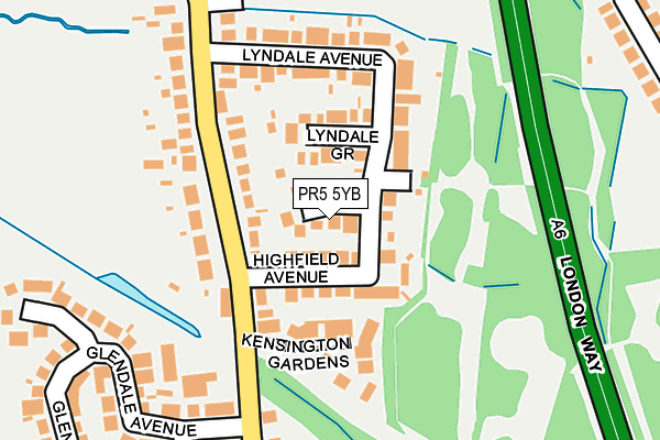 PR5 5YB map - OS OpenMap – Local (Ordnance Survey)