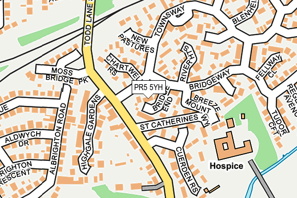 PR5 5YH map - OS OpenMap – Local (Ordnance Survey)