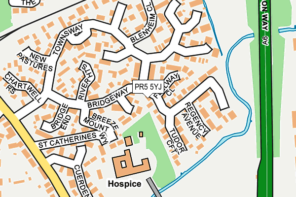 PR5 5YJ map - OS OpenMap – Local (Ordnance Survey)