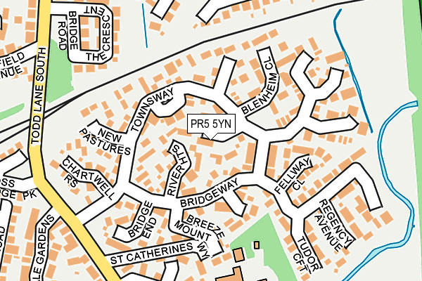 PR5 5YN map - OS OpenMap – Local (Ordnance Survey)