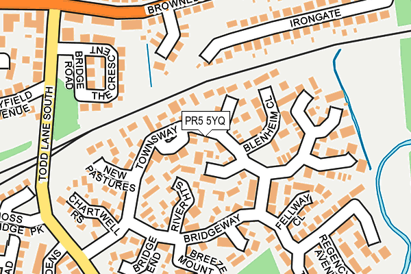 PR5 5YQ map - OS OpenMap – Local (Ordnance Survey)