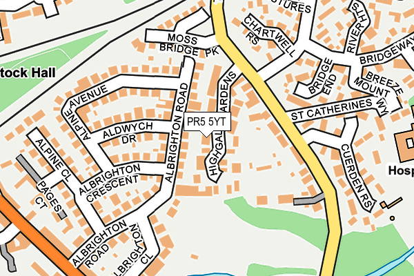 PR5 5YT map - OS OpenMap – Local (Ordnance Survey)