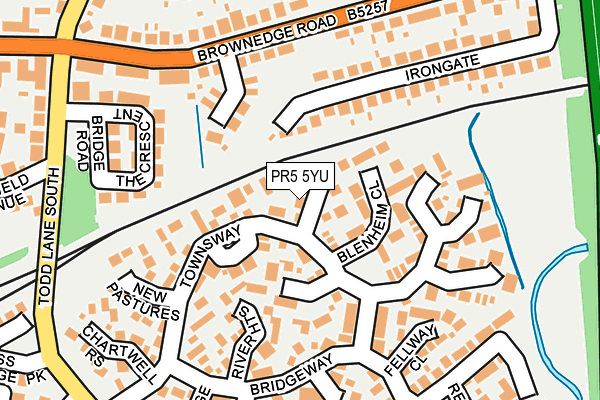 PR5 5YU map - OS OpenMap – Local (Ordnance Survey)