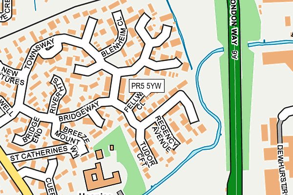 PR5 5YW map - OS OpenMap – Local (Ordnance Survey)