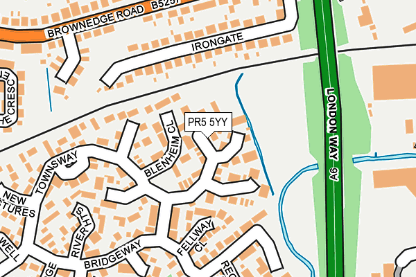 PR5 5YY map - OS OpenMap – Local (Ordnance Survey)