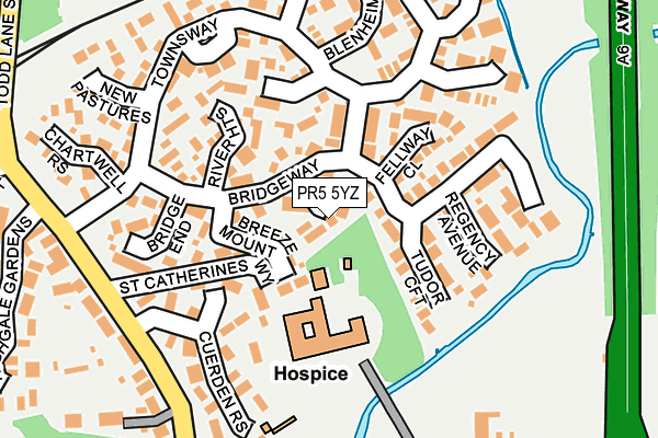 PR5 5YZ map - OS OpenMap – Local (Ordnance Survey)