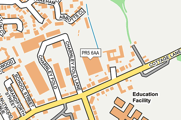 PR5 6AA map - OS OpenMap – Local (Ordnance Survey)