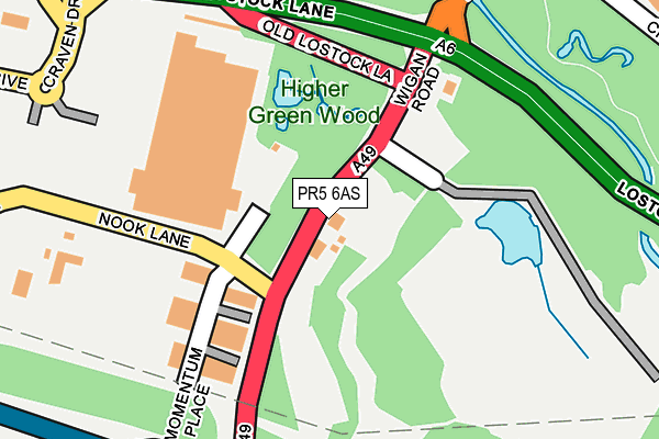 PR5 6AS map - OS OpenMap – Local (Ordnance Survey)