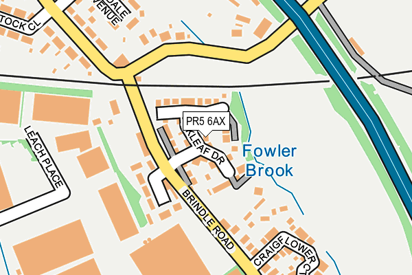 PR5 6AX map - OS OpenMap – Local (Ordnance Survey)