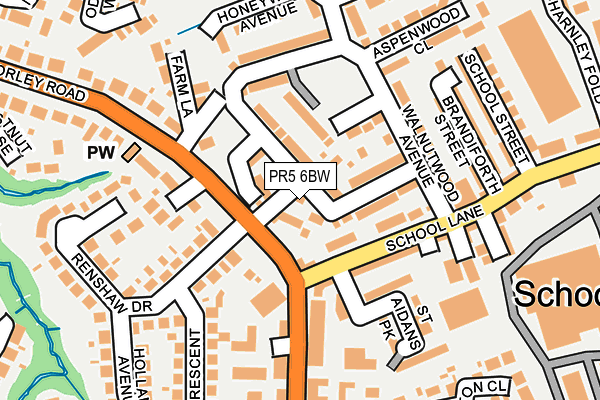 PR5 6BW map - OS OpenMap – Local (Ordnance Survey)