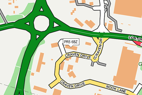PR5 6BZ map - OS OpenMap – Local (Ordnance Survey)