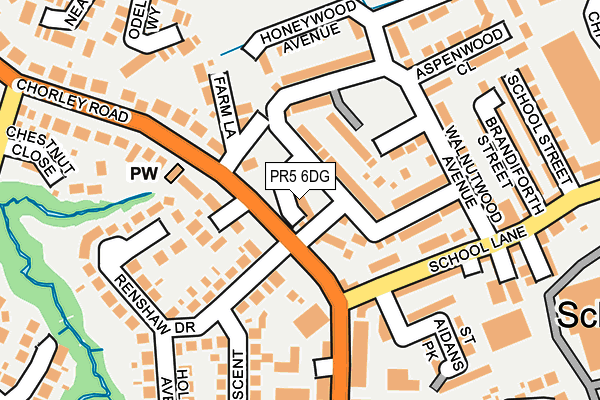 PR5 6DG map - OS OpenMap – Local (Ordnance Survey)