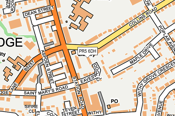 PR5 6DH map - OS OpenMap – Local (Ordnance Survey)