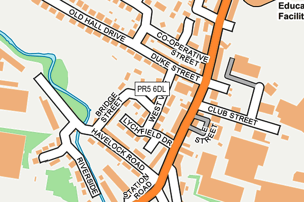 PR5 6DL map - OS OpenMap – Local (Ordnance Survey)