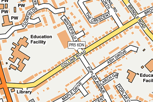 PR5 6DN map - OS OpenMap – Local (Ordnance Survey)