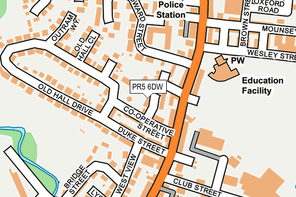 PR5 6DW map - OS OpenMap – Local (Ordnance Survey)