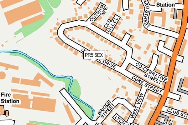 PR5 6EX map - OS OpenMap – Local (Ordnance Survey)