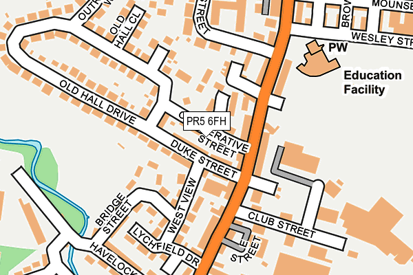 PR5 6FH map - OS OpenMap – Local (Ordnance Survey)
