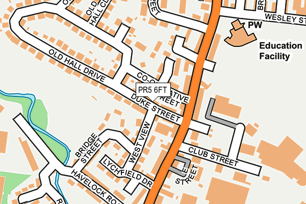 PR5 6FT map - OS OpenMap – Local (Ordnance Survey)