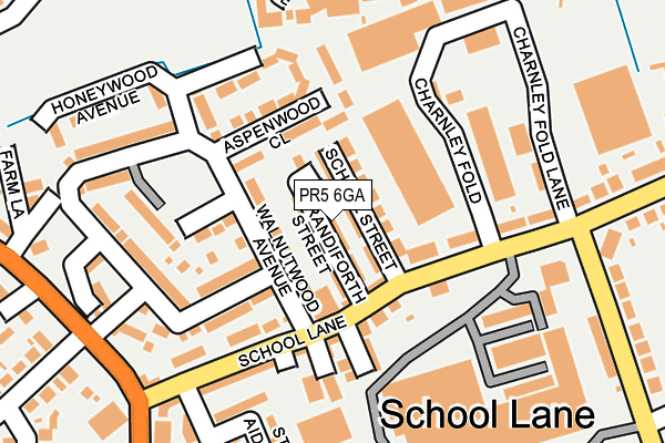 PR5 6GA map - OS OpenMap – Local (Ordnance Survey)