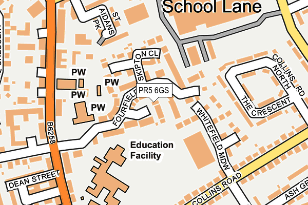 PR5 6GS map - OS OpenMap – Local (Ordnance Survey)