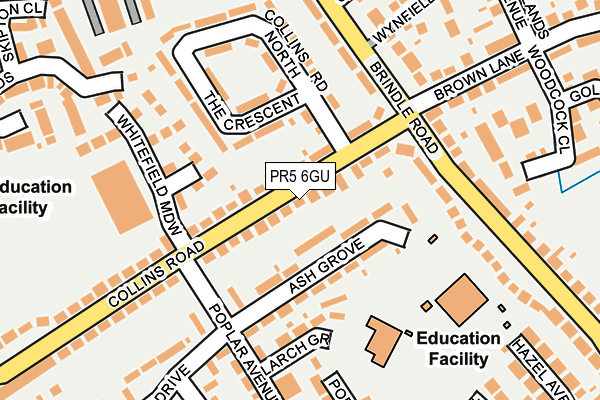 PR5 6GU map - OS OpenMap – Local (Ordnance Survey)