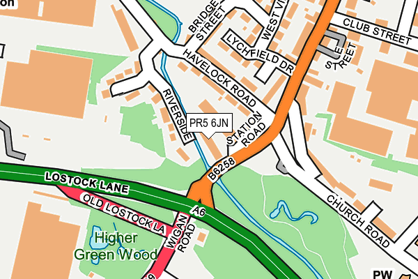 PR5 6JN map - OS OpenMap – Local (Ordnance Survey)