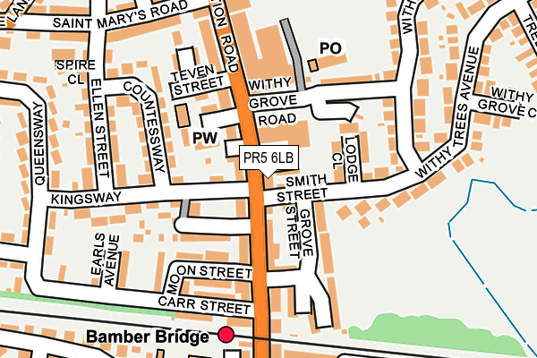 PR5 6LB map - OS OpenMap – Local (Ordnance Survey)