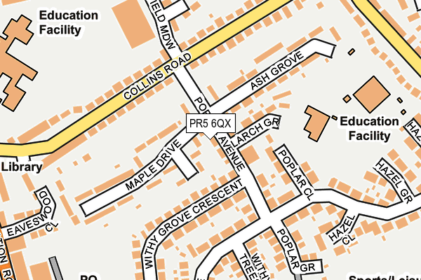 PR5 6QX map - OS OpenMap – Local (Ordnance Survey)