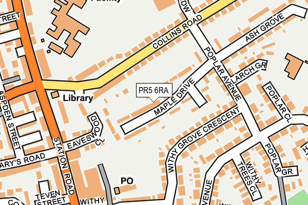 PR5 6RA map - OS OpenMap – Local (Ordnance Survey)