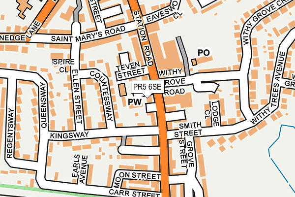 PR5 6SE map - OS OpenMap – Local (Ordnance Survey)