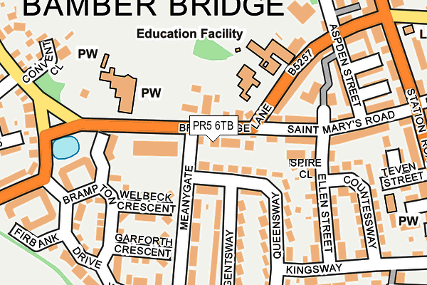 PR5 6TB map - OS OpenMap – Local (Ordnance Survey)