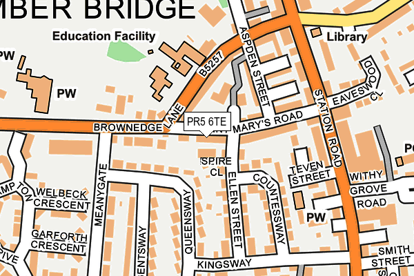 PR5 6TE map - OS OpenMap – Local (Ordnance Survey)