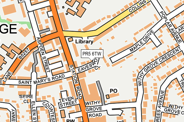 PR5 6TW map - OS OpenMap – Local (Ordnance Survey)