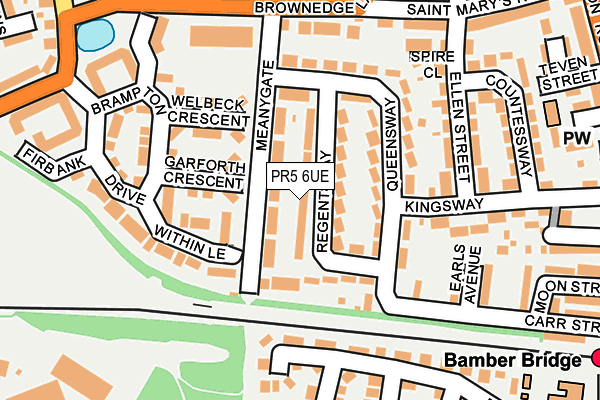 PR5 6UE map - OS OpenMap – Local (Ordnance Survey)