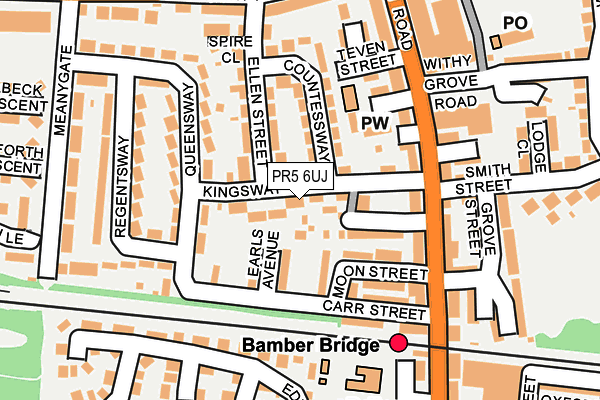 PR5 6UJ map - OS OpenMap – Local (Ordnance Survey)