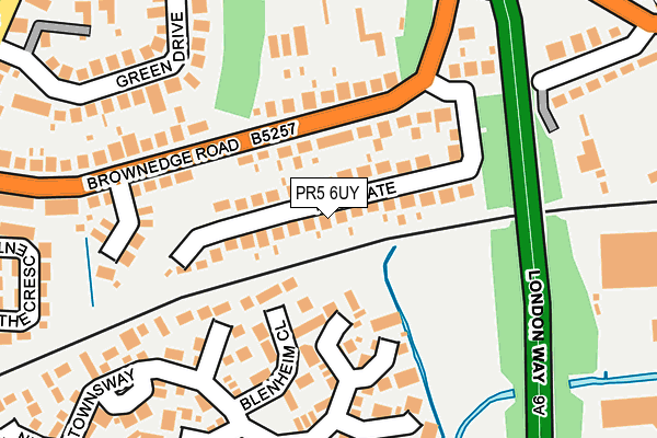 PR5 6UY map - OS OpenMap – Local (Ordnance Survey)