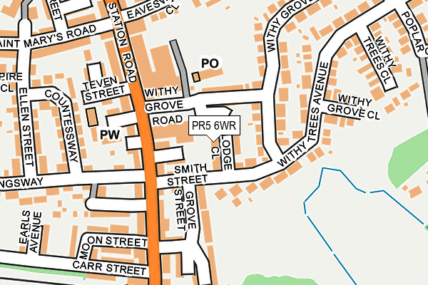 PR5 6WR map - OS OpenMap – Local (Ordnance Survey)