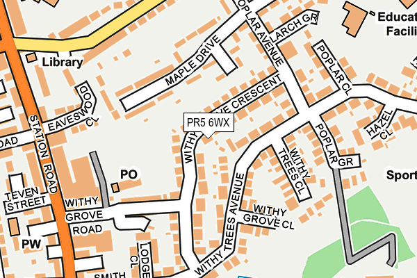 PR5 6WX map - OS OpenMap – Local (Ordnance Survey)
